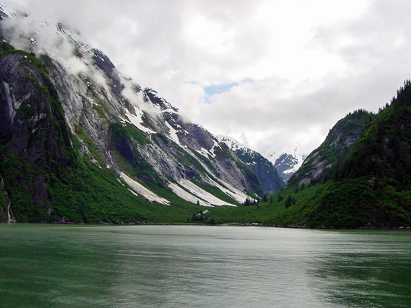 snow-capped mountains at the end of Tracy Arm Fjord
